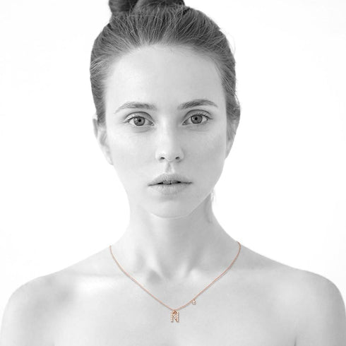 Solid 925 Sterling Silver Initial Crystal Personalised Alphabet Letter Necklace Rose Gold Filled